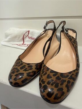 Christian Louboutin Leopard Print Slingback Flats - Brown/Black
